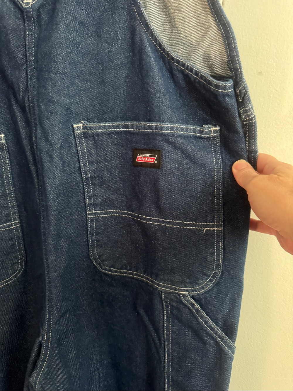 Genuine Dickies Ultra Tough Blue Denim Bib Overalls Men's Medium - Picture 7 of 13